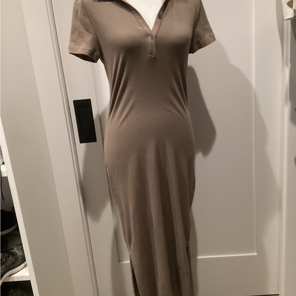 James Perse Tan Polo Maxi Dress Casual Short Sleeve